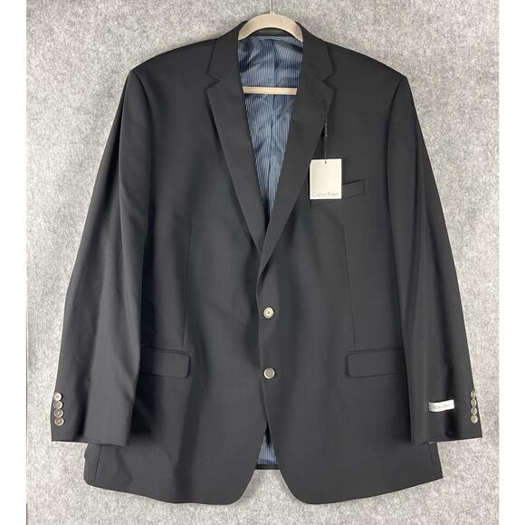 Calvin Klein Blazer Sport Coat Mens 50L Navy Blue Wool Blend 2 Button NEW - Picture 1 of 16